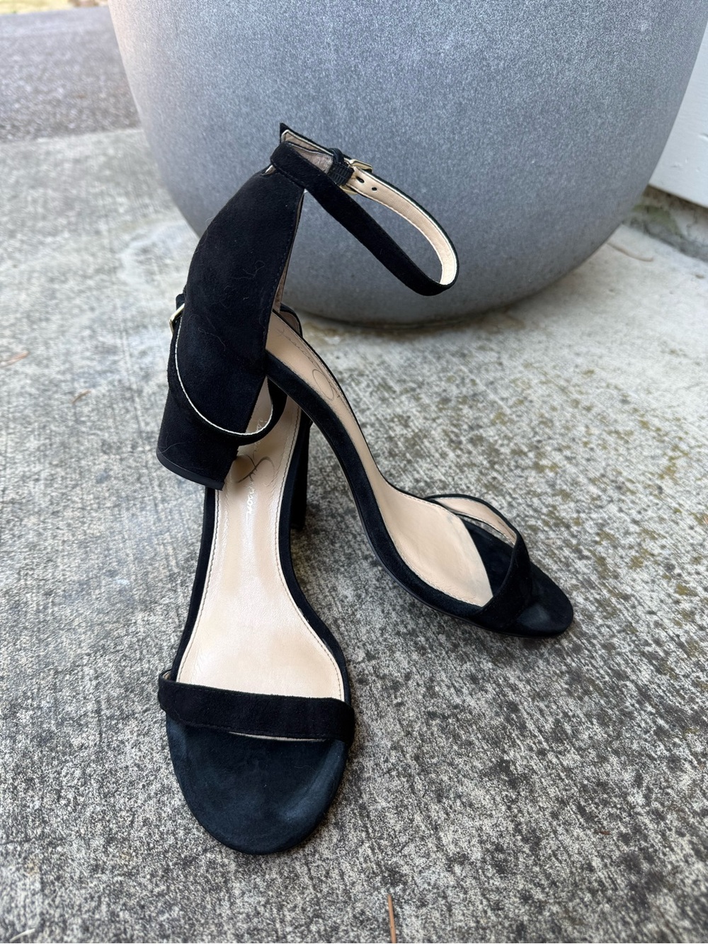 Jessica Simpson Monrae Black Suede Ankle-Strap High Heel Sandals - 8